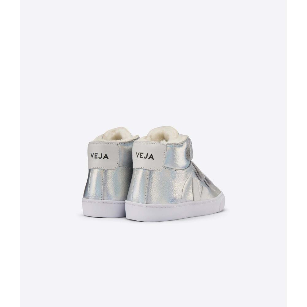 Veja ESPLAR MID FURED LEATHER Vysoke Detske Silver/White | SK 693CTV